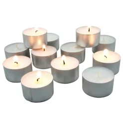 8hr Long Burning Tea Light Unscented Candles White - Stonebriar Collection