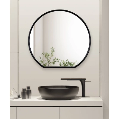 24" X 23" Caskill Flat Circle Decorative Wall Mirror Black - Kate & Laurel All Things Decor 5 24" X 23" Caskill Flat Circle Decorative Wall Mirror Black - Kate & Laurel All Things Decor - Image 5