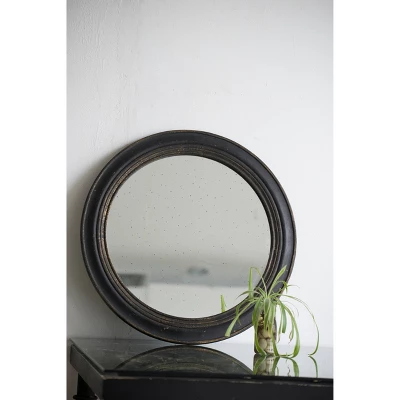 23.5" Round Mirror Distressed Antique Black - A&B Home 1 23.5" Round Mirror Distressed Antique Black - A&B Home