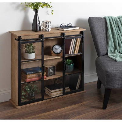 30" X 28" Barnhardt Decorative Wooden Wall Cabinet With 2 Sliding Glass Doors Rustic Brown - Kate & Laurel All Things Decor 7 30" X 28" Barnhardt Decorative Wooden Wall Cabinet With 2 Sliding Glass Doors Rustic Brown - Kate & Laurel All Things Decor - Image 7