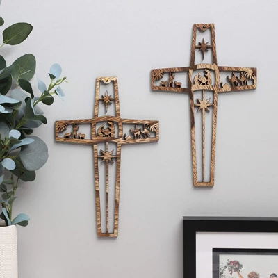 Bright Creations 6 Pack Nativity Scene Wood Cross For Wall Hanging Home Décor, Christmas Religious Gifts, 10.4x6.7x0.3 In 1 Bright Creations 6 Pack Nativity Scene Wood Cross For Wall Hanging Home Décor, Christmas Religious Gifts, 10.4x6.7x0.3 In