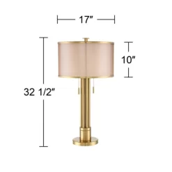 Possini Euro Design Granview Modern Table Lamp 32 1/2" Tall Brass Column Taupe Organza Outer Off White Linen Inner Drum Shade For Bedroom Living Room 14 Possini Euro Design Granview Modern Table Lamp 32 1/2" Tall Brass Column Taupe Organza Outer Off White Linen Inner Drum Shade For Bedroom Living Room -Northlight Store GUEST 04c72a7f 13a7 48df a539 a4e1a28cd6d9