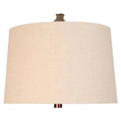 Berkshire Brown Table Lamp With White Hardback Fabric Shade - StyleCraft
