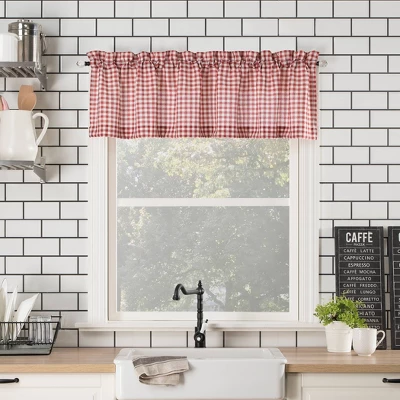 54"x14" Parkham Farmhouse Plaid Rod Pocket Semi-Sheer Kitchen Curtain Valance - No. 918 7 54"x14" Parkham Farmhouse Plaid Rod Pocket Semi-Sheer Kitchen Curtain Valance - No. 918 - Image 7