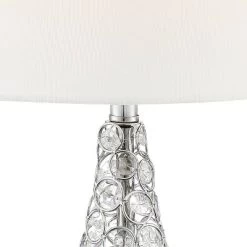 360 Lighting Sergio Modern Accent Table Lamps 23 1/2" High Set Of 2 Acrylic Chrome USB Charging Port White Drum For Bedroom Living Room Bedside Desk -Northlight Store GUEST 05e37469 63de 4569 8fb7 e40b713dc79a