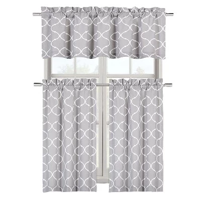 Kate Aurora Shabby Lattice Cotton Blend Kitchen Curtain Tier & Valance Set 1 Kate Aurora Shabby Lattice Cotton Blend Kitchen Curtain Tier & Valance Set