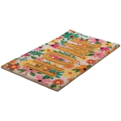Northlight Pink And Orange Floral "Home" Outdoor Natural Coir Doormat 18" X 30" -Northlight Store GUEST 077eee12 f225 4a07 b2ce 525790b896bb