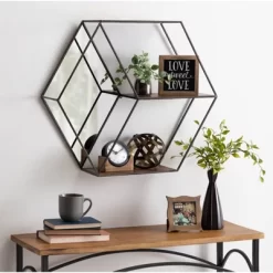 26" X 7" X 23" Lintz Hexagon Shelves With Mirror - Kate & Laurel All Things Decor 8 26" X 7" X 23" Lintz Hexagon Shelves With Mirror - Kate & Laurel All Things Decor -Northlight Store GUEST 08b85afa d4dc 4571 810e b4ca0f9c4d56