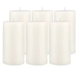 6pk Unscented Flat Top Smooth Pillar Candles White - Stonebriar Collection -Northlight Store GUEST 0901bc36 5ae4 419c af23 abb320d40148