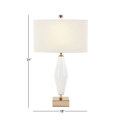 Glass Table Lamp With Square Shade Gold - Olivia & May 2 Glass Table Lamp With Square Shade Gold - Olivia & May - Image 2