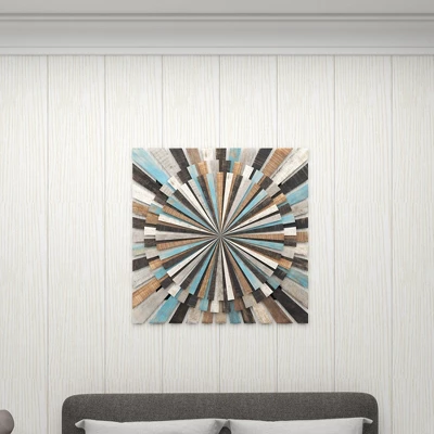 Wood Starburst Handmade Carved Wall Decor - Olivia & May 5 Wood Starburst Handmade Carved Wall Decor - Olivia & May - Image 5