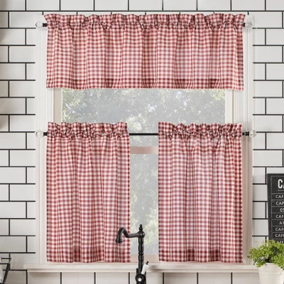 54"x14" Parkham Farmhouse Plaid Rod Pocket Semi-Sheer Kitchen Curtain Valance - No. 918 6 54"x14" Parkham Farmhouse Plaid Rod Pocket Semi-Sheer Kitchen Curtain Valance - No. 918 - Image 6