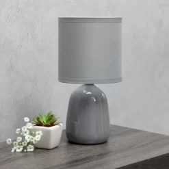 10.04" Traditional Ceramic Thimble Base Bedside Table Desk Lamp With Matching Fabric Shade Gray - Simple Designs 14 10.04" Traditional Ceramic Thimble Base Bedside Table Desk Lamp With Matching Fabric Shade Gray - Simple Designs -Northlight Store GUEST 0e190a40 ded2 494a 8323 2566d6a5ac88