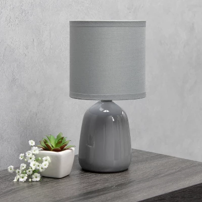 10.04" Traditional Ceramic Thimble Base Bedside Table Desk Lamp With Matching Fabric Shade Gray - Simple Designs 7 10.04" Traditional Ceramic Thimble Base Bedside Table Desk Lamp With Matching Fabric Shade Gray - Simple Designs - Image 7