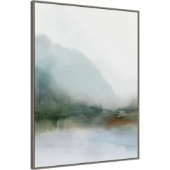 32" X 42" Sapphire Lake I By Ian C Framed Canvas Wall Art Print - Amanti Art