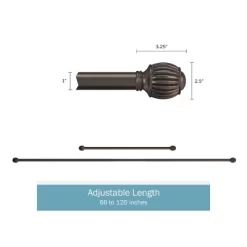 Hastings Home Curtain Rod, Bronze With Cone Finials