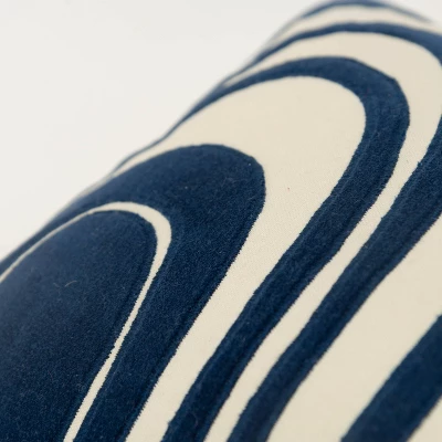 14"x26" Oversized Striped Design Poly Filled Lumbar Throw Pillow Dark Blue - Rizzy Home 2 14"x26" Oversized Striped Design Poly Filled Lumbar Throw Pillow Dark Blue - Rizzy Home - Image 2