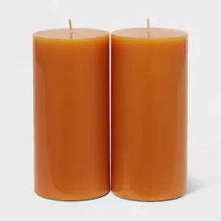 2pk Pillars Vanilla Pumpkin Orange - Threshold™ -Northlight Store GUEST 12a6aab2 961f 4784 89cb 7439c8bff678