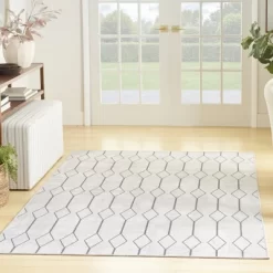 Nicole Curtis Machine Washable Series 1 Modern Trellis Indoor Rug