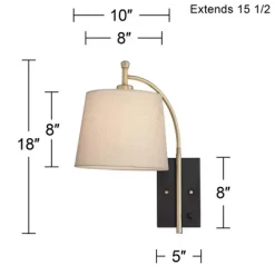 360 Lighting Chester Modern Swing Arm Wall Lamp Brass Black Plug-in Light Fixture Tan Drum Shade For Bedroom Bedside Living Room Reading Home House -Northlight Store GUEST 12ea7102 74e6 4b4e bee1 0756c02f341d