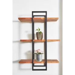 32" Rectangle Wood Shelving Wall Display Black - Ore International