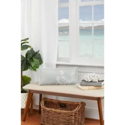 C&F Home 18" X 9" Seafoam Blue Coral Oblong Embellished Throw Pillow -Northlight Store GUEST 15fa4c04 4282 4086 af5e a3e00675aff0