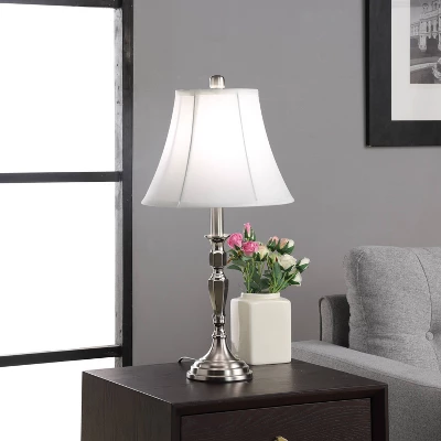 24.5" Traditional Satin Nickel Metal Table Lamp Silver - Ore International 1 24.5" Traditional Satin Nickel Metal Table Lamp Silver - Ore International