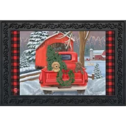 Winter Puppy Pickup Doormat Christmas Indoor Outdoor 30" X 18" Briarwood Lane