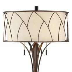 Franklin Iron Works Sydney Modern Mid Century Table Lamp 26" High Bronze With USB Charging Port Oatmeal Drum Shade For Bedroom Living Room Office Desk -Northlight Store GUEST 1a43ac71 976a 4520 8008 1594c984d1cd