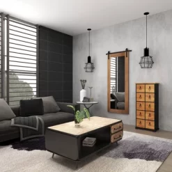 Wood Wall Mirror With Metal Hanging Rod Brown - Olivia & May -Northlight Store GUEST 1aeaa834 cca0 49fb 883c a18841943bee