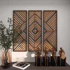 Set Of 3 Wood Geometric Slatted Wood Design Wall Decors Brown - Olivia & May -Northlight Store GUEST 1c0b9b6b cd58 401e 9e24 5dab7052c487