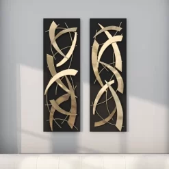 Set Of 2 Metal Abstract Dimensional Wall Decors With Wood Backing Gold - Olivia & May 30 Set Of 2 Metal Abstract Dimensional Wall Decors With Wood Backing Gold - Olivia & May -Northlight Store GUEST 1c705fd2 6db7 4807 a406 a909a4275995