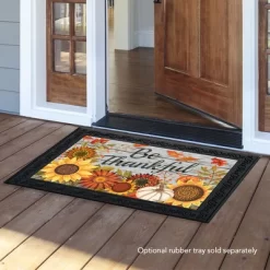 Be Thankful Flowers Doormat 18" X 30" Indoor Outdoor Briarwood Lane -Northlight Store GUEST 1d0668eb 40b6 4d55 8ec3 8076314ebe32