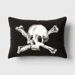Oversize Skull And Crossbones Woven Cotton Lumbar Halloween Throw Pillow Black - Threshold™ -Northlight Store GUEST 1d93023f 85e9 4368 9e88 36202b7344a5