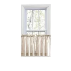 Ellis Curtain Plaza Classic Ticking Stripe Printed 1.5" Rod Pocket Tailored Tiers Tan -Northlight Store GUEST 1e5085f7 07b6 4fec 9cac b2956b21fa51