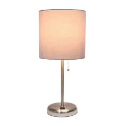 19.5" Bedside USB Port Feature Metal Table Desk Lamp Brushed Steel With Gray Fabric Shade - Creekwood Home 9 19.5" Bedside USB Port Feature Metal Table Desk Lamp Brushed Steel With Gray Fabric Shade - Creekwood Home -Northlight Store GUEST 1fdacc2c 2eb5 437c a82a e356e646ab5e