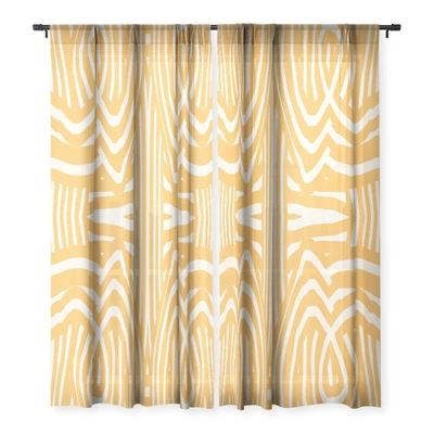 Little Dean Yellow Mustard Boho Stripe Single Panel Sheer Window Curtain - Deny Designs 2 Little Dean Yellow Mustard Boho Stripe Single Panel Sheer Window Curtain - Deny Designs - Image 2