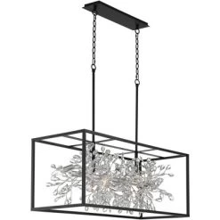 Possini Euro Design Carrine Black Silver Linear Pendant Chandelier 38 1/2" Wide Modern Clear Crystal 8-Light Fixture For Dining Room Kitchen Island -Northlight Store GUEST 20098fb7 060c 4b63 8ebf 0c0b0dd92a5c