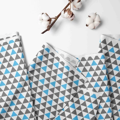 Bacati - Triangles Aqua/Navy/Grey Boys Cotton Window Valance 4 Bacati - Triangles Aqua/Navy/Grey Boys Cotton Window Valance - Image 4