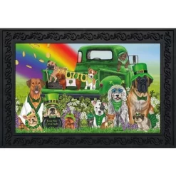 Lucky Pups St. Patrick's Day Doormat Dogs Humor 30" X 18" Briarwood Lane