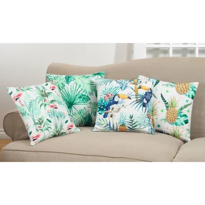 Saro Lifestyle 18"x18" Swaying Palms Poly Filled Throw Pillow Green 2 Saro Lifestyle 18"x18" Swaying Palms Poly Filled Throw Pillow Green - Image 2