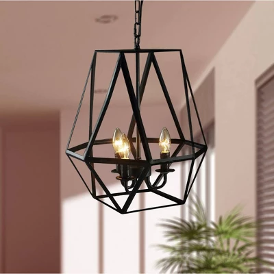16" X 16" X 19" Shandie Antique Bronze Geometric Edison Chandelier Black - Warehouse Of Tiffany 2 16" X 16" X 19" Shandie Antique Bronze Geometric Edison Chandelier Black - Warehouse Of Tiffany - Image 2
