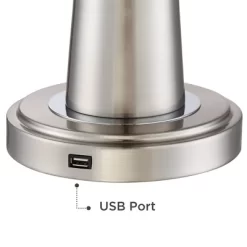 360 Lighting Karla Art Deco Style Table Lamps 25" High Set Of 2 Brushed Nickel With USB Charging Port And Table Top Dimmers White Fabric Drum For Desk -Northlight Store GUEST 23e5d086 cf02 42e8 a68f 508b548a38d1