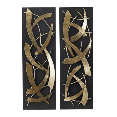 Set Of 2 Metal Abstract Dimensional Wall Decors With Wood Backing Gold - Olivia & May 3 Set Of 2 Metal Abstract Dimensional Wall Decors With Wood Backing Gold - Olivia & May - Image 3
