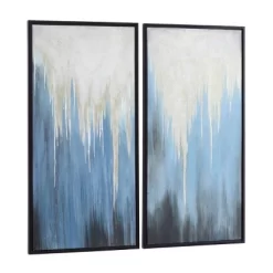 Contemporary Canvas Abstract Framed Wall Art With Black Frame Set Of 2 Blue - Olivia & May -Northlight Store GUEST 2578c353 583e 4716 9d8f 8879d84a465d
