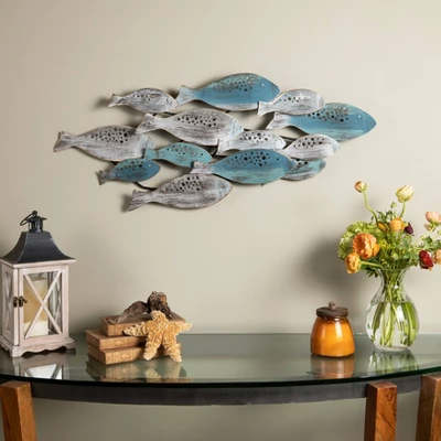 35.75" X 14.75" School Of Fish Metal Wall Art Sculpture Blue/Green/Silver - Danya B. 1 35.75" X 14.75" School Of Fish Metal Wall Art Sculpture Blue/Green/Silver - Danya B.