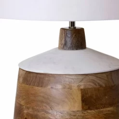 Carved Wood Table Lamp With Marble Lid Accent - StyleCraft