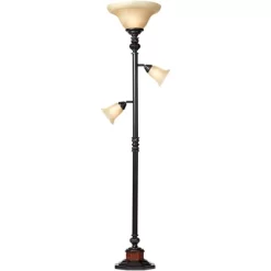Kathy Ireland Sonnett Vintage Rustic Torchiere Floor Lamp With Side Lights 72" Tall Bronze Champagne Alabaster Glass Shade For Living Room Reading -Northlight Store GUEST 28027e59 91d7 435b bc4c 678595bec102