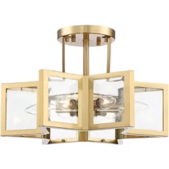 Possini Euro Design Casa Star Modern Ceiling Light Semi Flush Mount Fixture 16" Wide Warm Brass 6-Light Clear Glass For Bedroom Kitchen Living Room -Northlight Store GUEST 281e3c51 0dfc 428b bd45 c1cd5c0bcf24