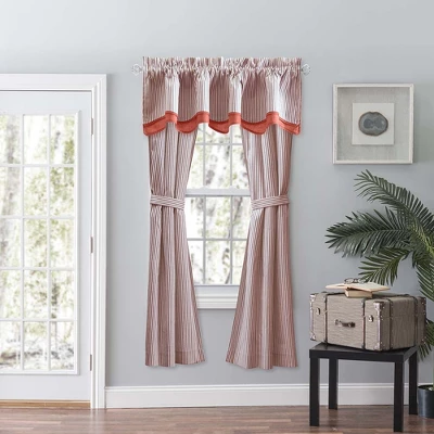 Ellis Curtain Plaza Classic Ticking Stripe Printed 3" Rod Pocket Double Layer Bradford Valance 58" X 15" Brick 1 Ellis Curtain Plaza Classic Ticking Stripe Printed 3" Rod Pocket Double Layer Bradford Valance 58" X 15" Brick